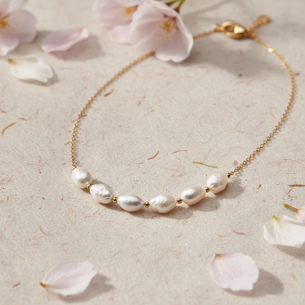 Washi Paper Pearl Necklace